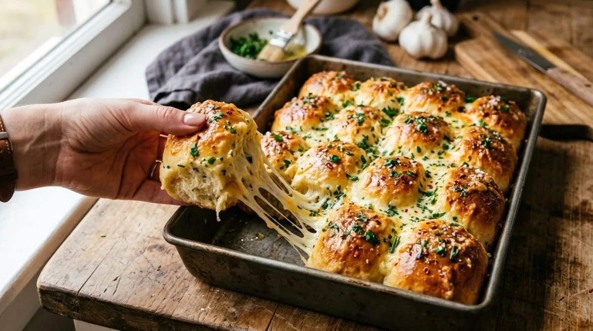 Golden Cheesy Garlic Swirl Rolls (Bakery-Style Pull-Apart Bread)