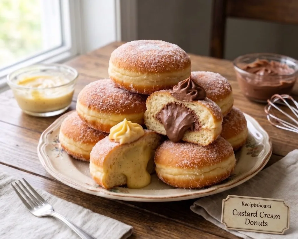 Custard Cream Donuts — Classic Vanilla & Chocolate