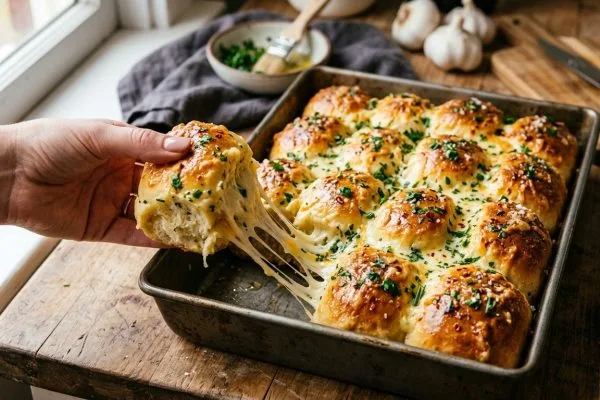 Golden Cheesy Garlic Swirl Rolls (Bakery-Style Pull-Apart Bread)
